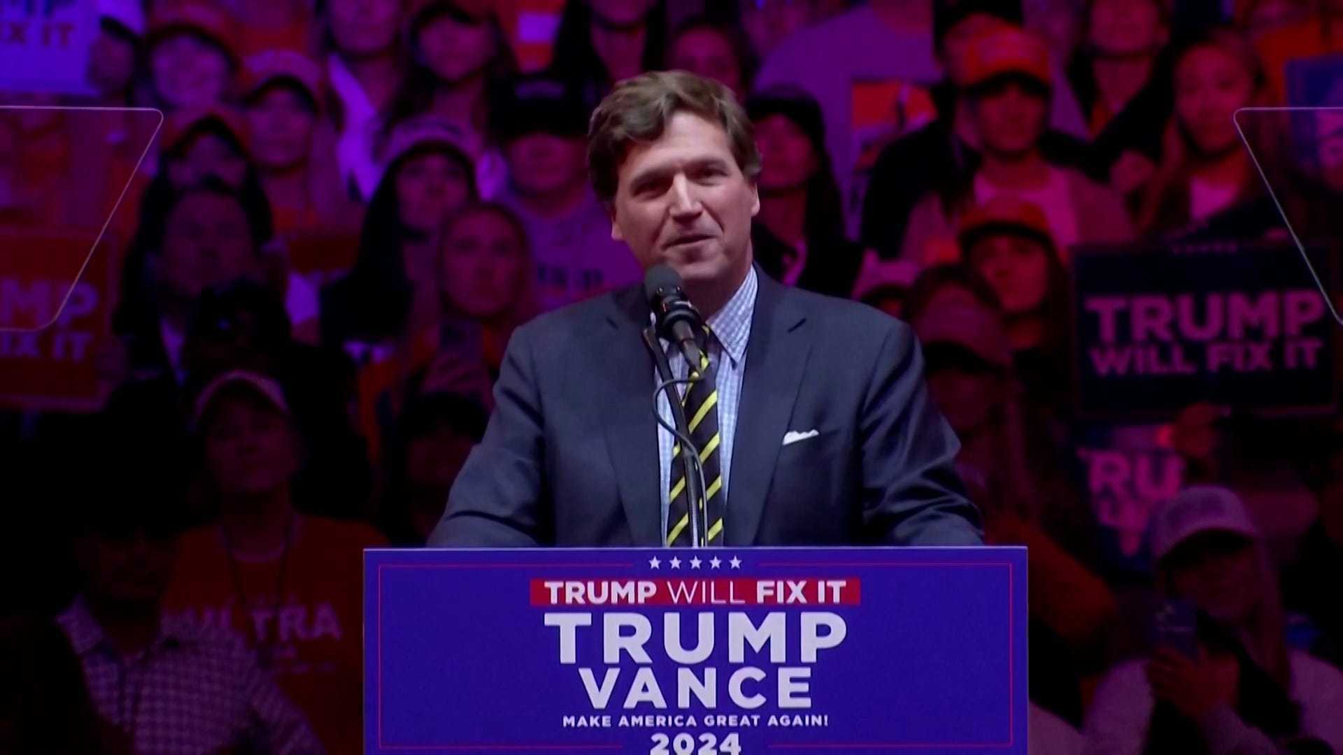 Tucker Carlson At Trump Madison Square Garden Rally