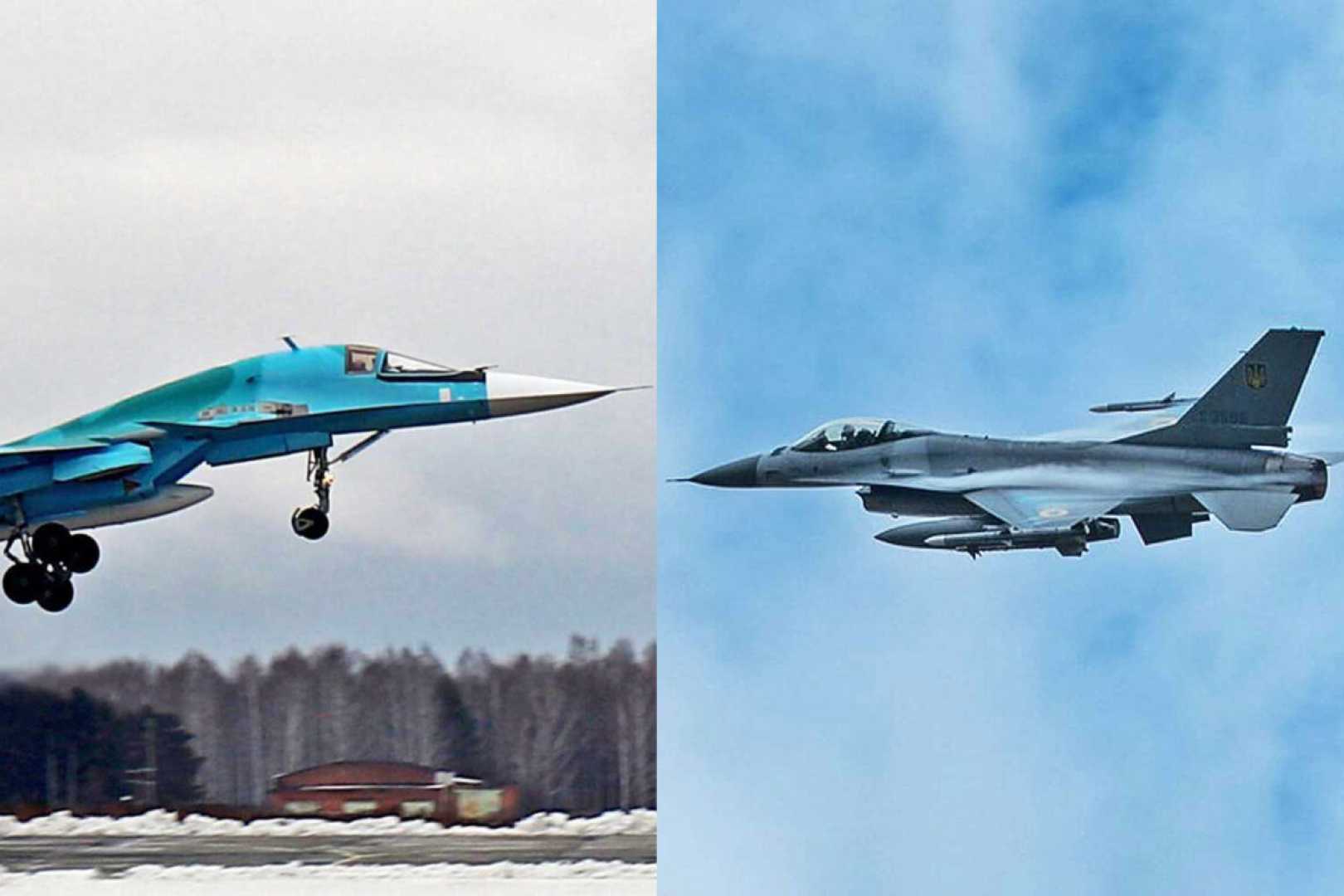 Ukrainian F 16 And Russian Su 34 Fighter Jets