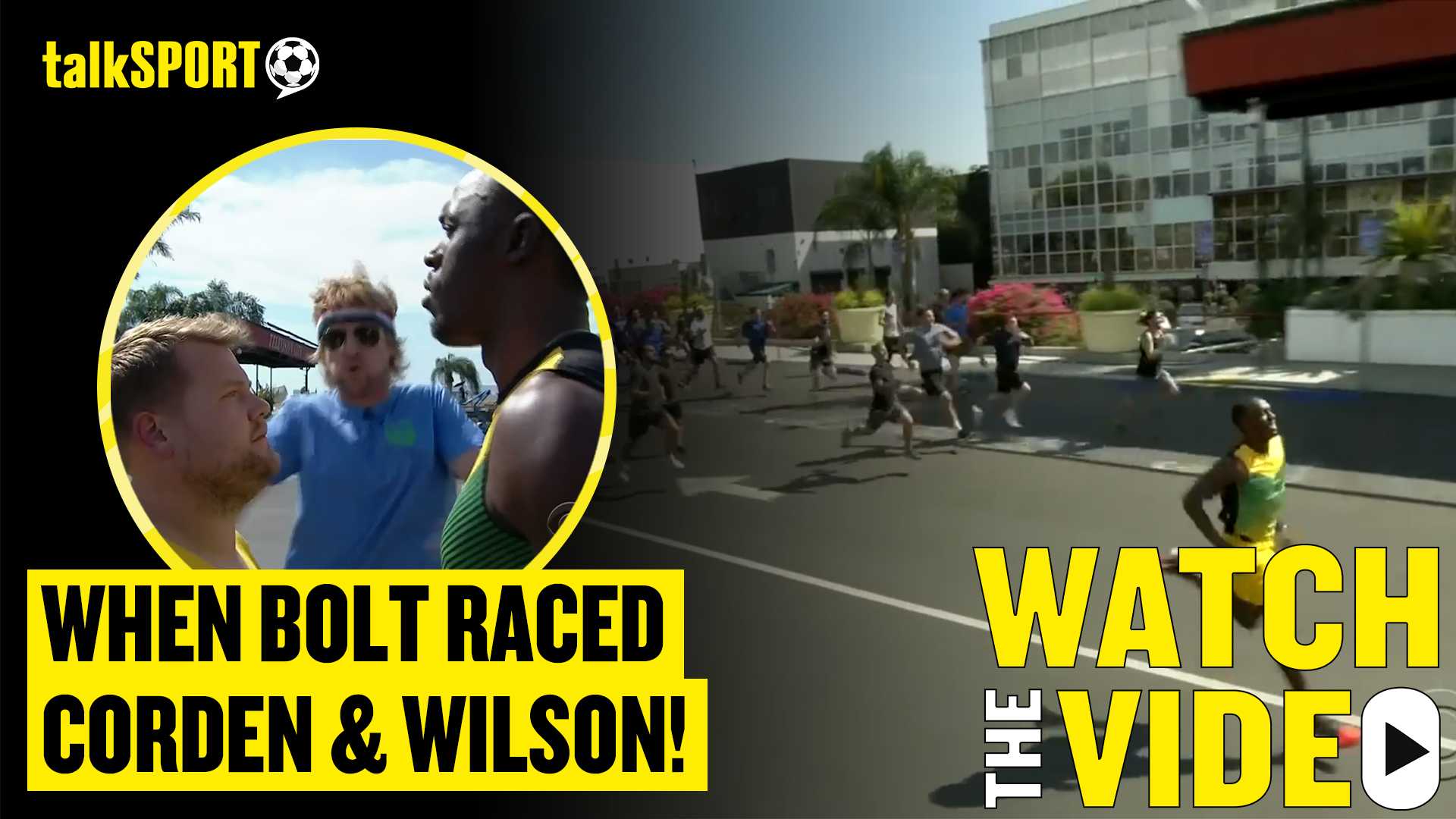 Usain Bolt James Corden Owen Wilson Race