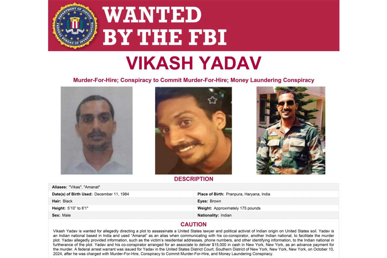 Vikash Yadav Us Charges