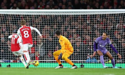 Virgil Van Dijk Scoring Header Against Arsenal