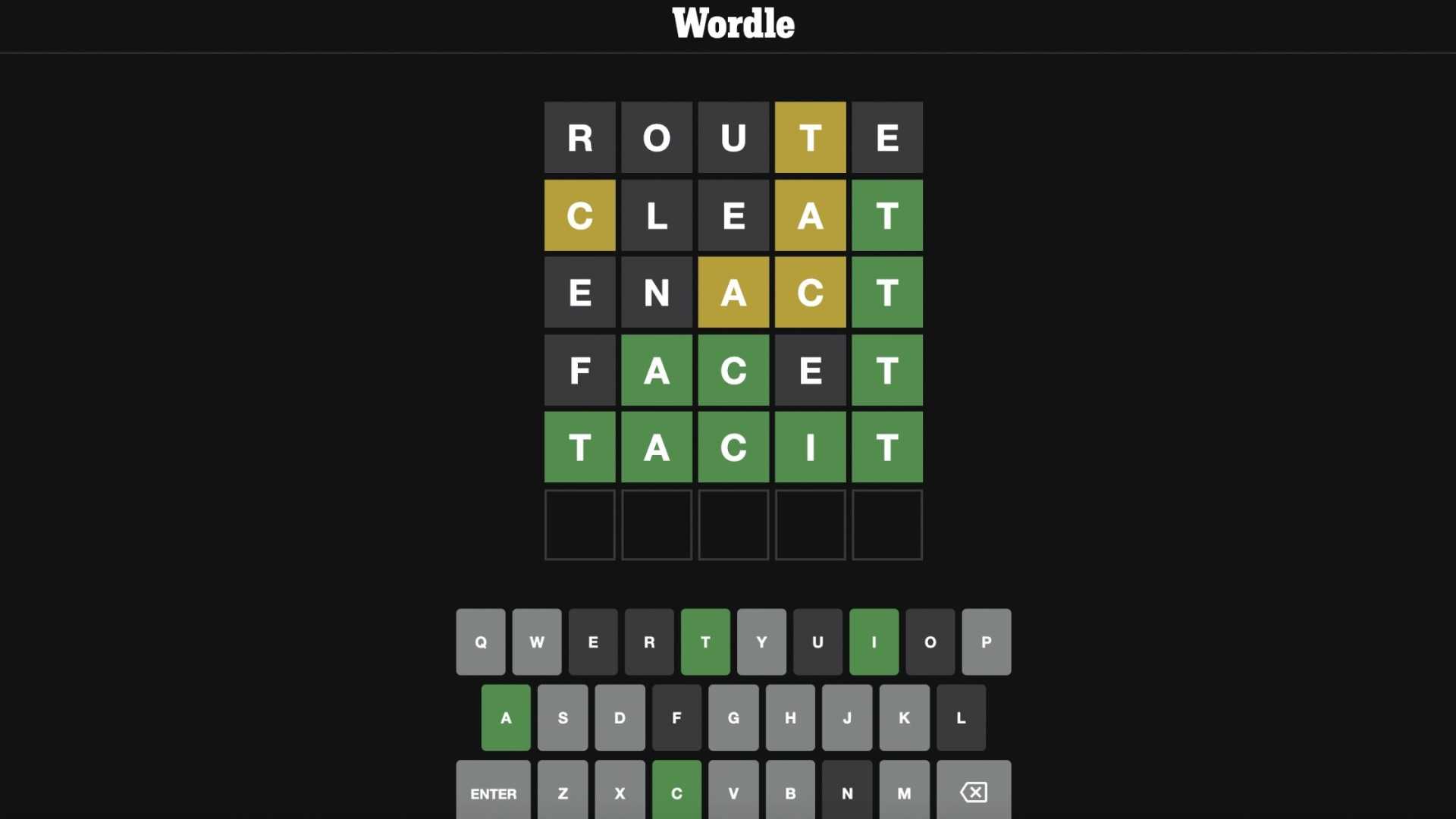 Wordle Game Screenshot With Hints