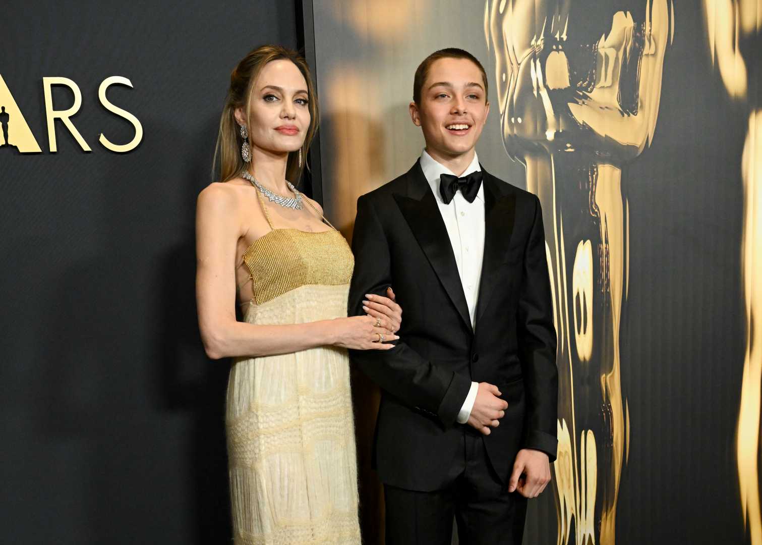 Angelina Jolie And Knox Jolie Pitt Red Carpet Governors Awards 2024