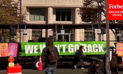 Anti Trump Protesters Outside Heritage Foundation Washington D.c.