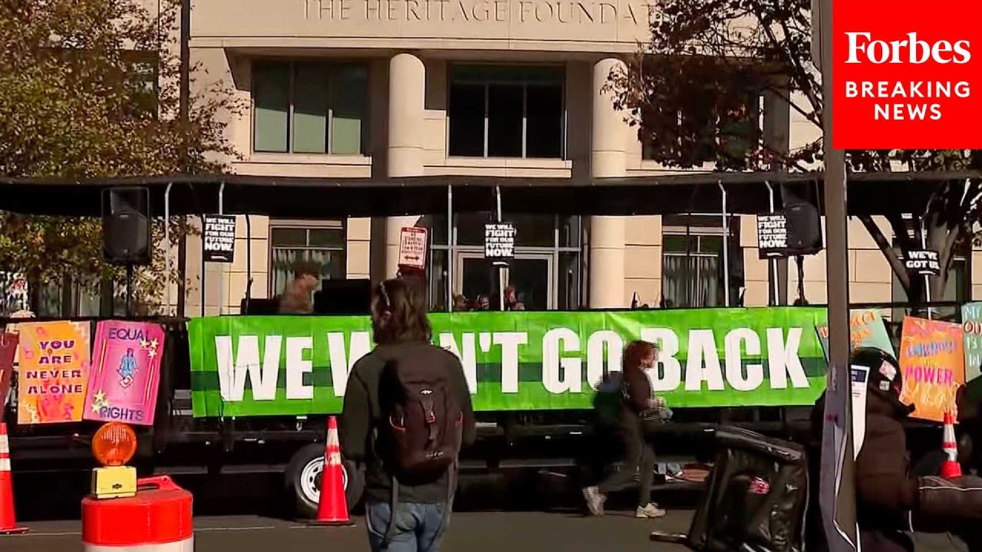 Anti Trump Protesters Outside Heritage Foundation Washington D.c.