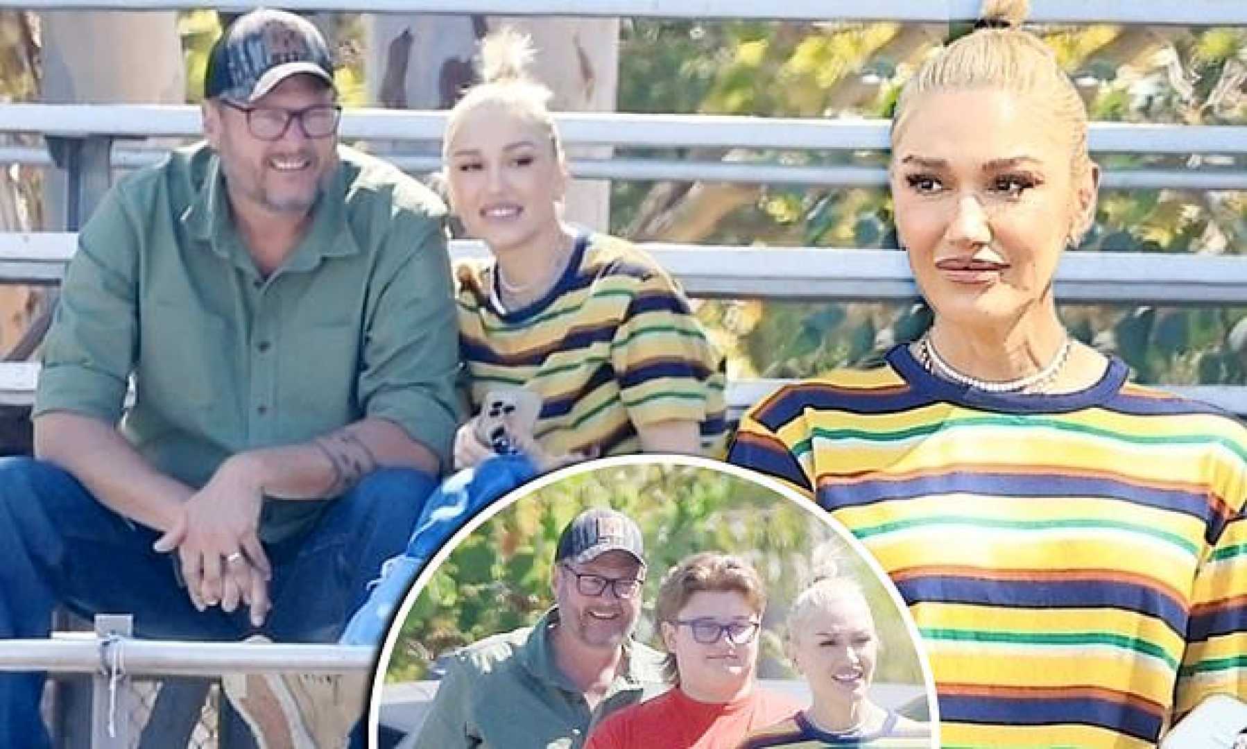 Blake Shelton With Gwen Stefani And Sons At Nfl Game