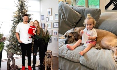 Brittany Mahomes With Dog Silver And Son Bronze