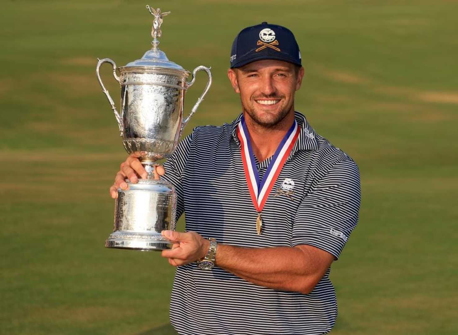 Bryson Dechambeau With Us Open Trophy And Donald Trump