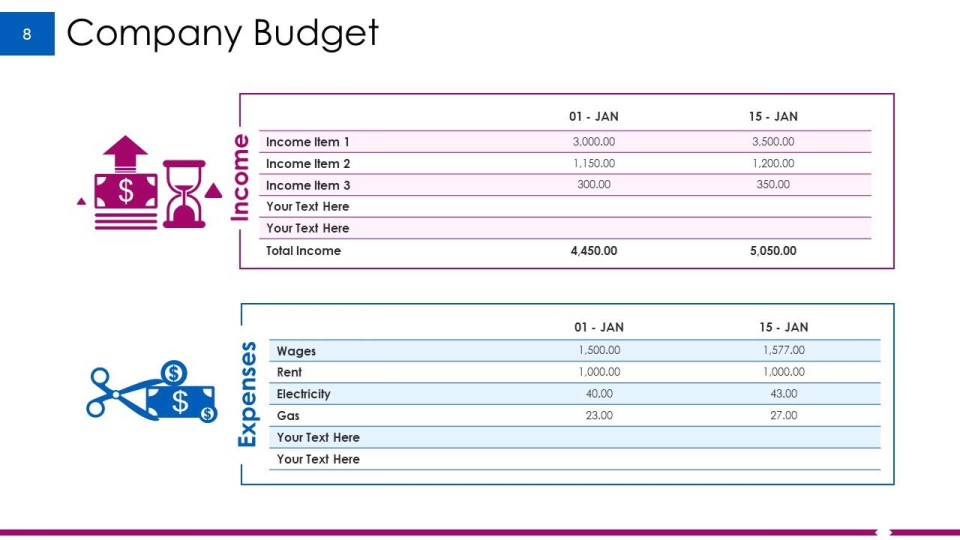 Business Pitch Presentation Budget Outline