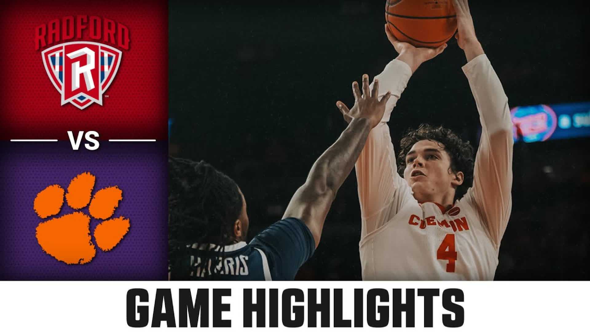 Clemson Vs Radford Basketball Game Highlights