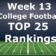 College Football Top 25 Rankings Week 13