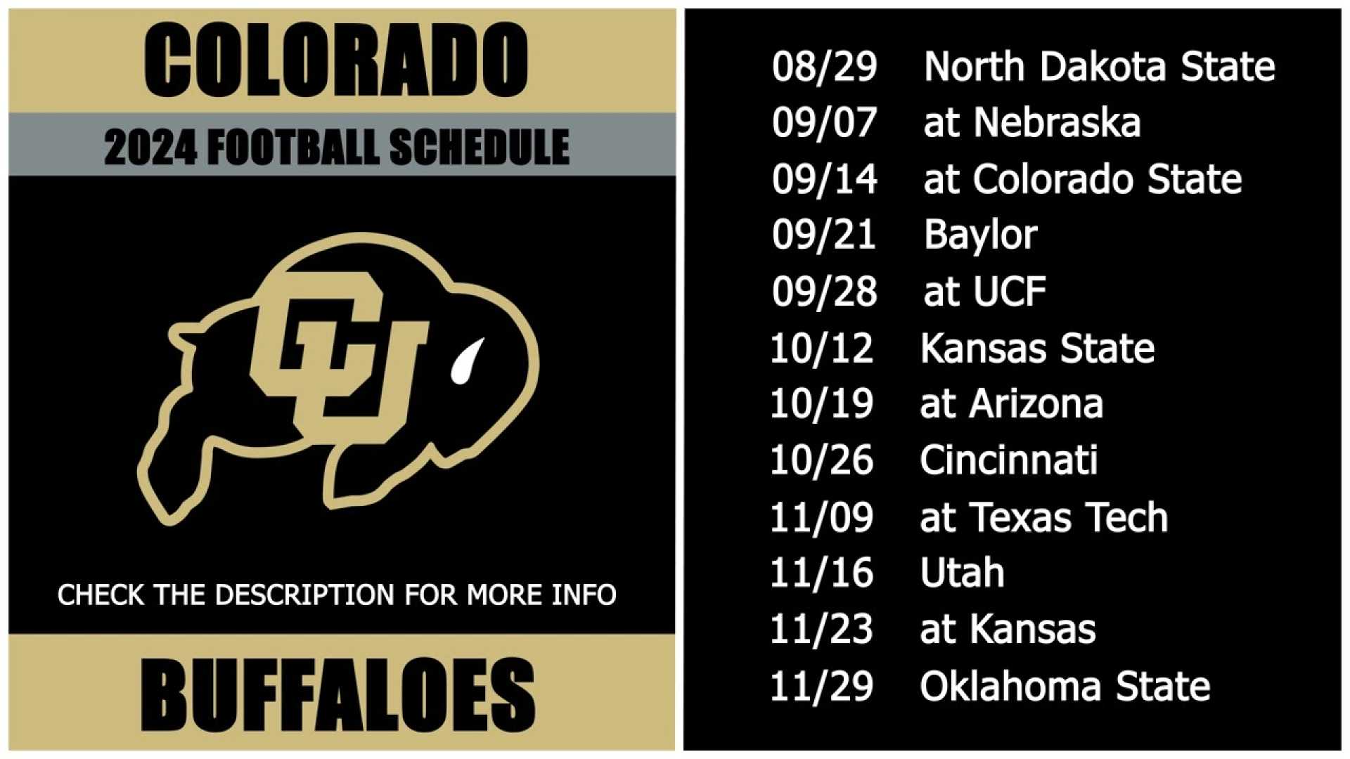 Colorado Buffaloes Football Schedule 2024