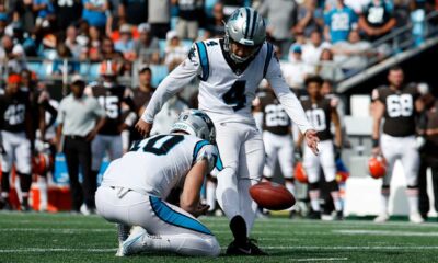 Eddy Pineiro Kicking For Carolina Panthers