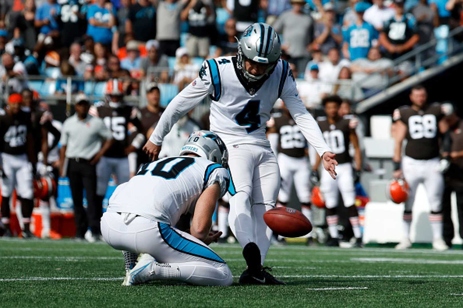 Eddy Pineiro Kicking For Carolina Panthers