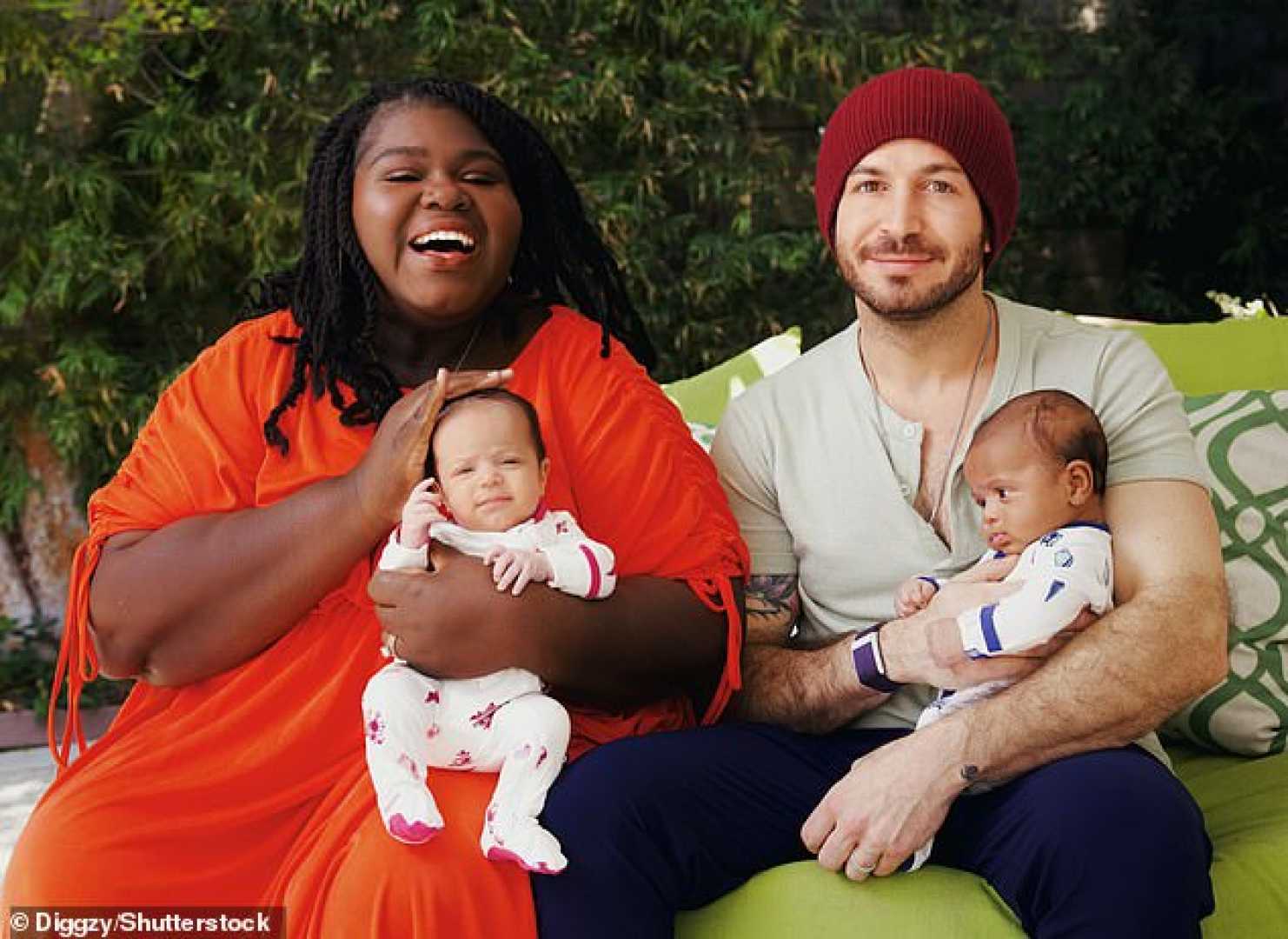 Gabourey Sidibe And Brandon Frankel With Twins Cooper And Maya