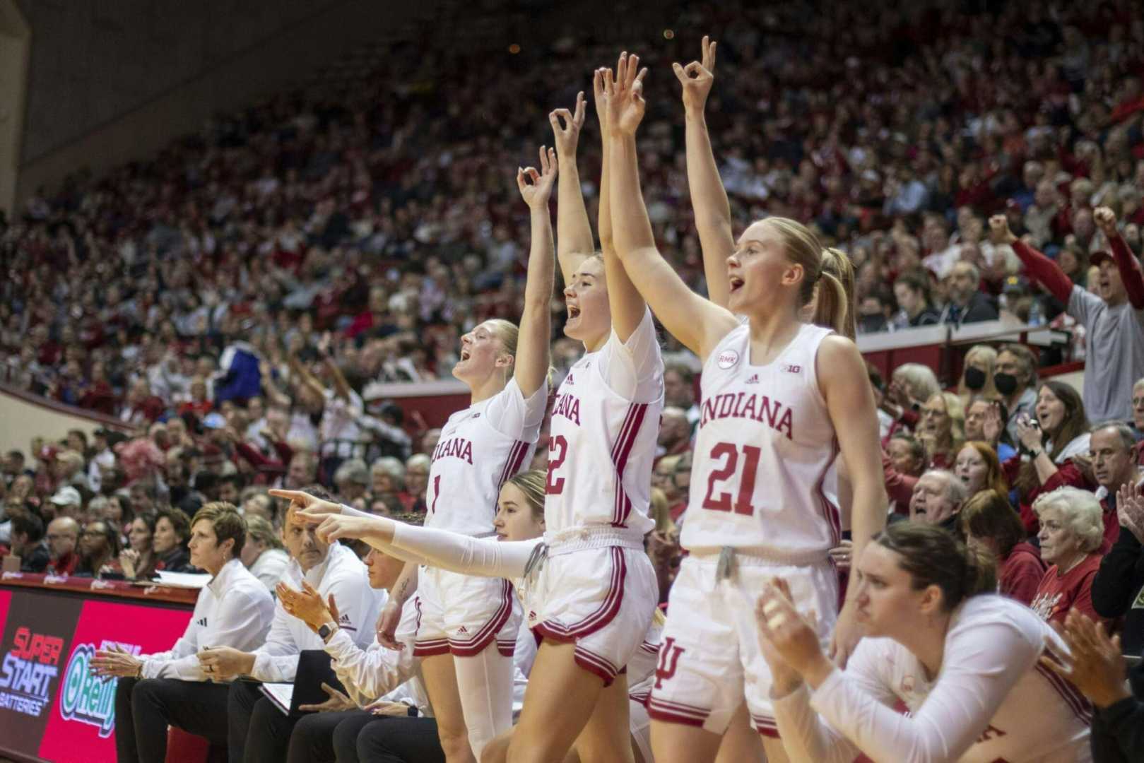 Indiana Hoosiers Women's Basketball Team Celebrating Win Over Stanford Cardinal