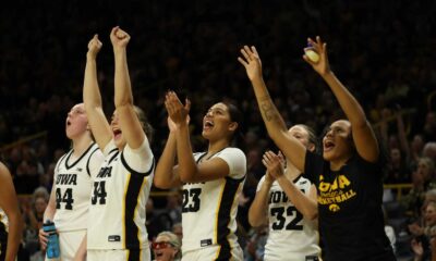 Iowa Hawkeyes Women's Basketball Team Celebrating Win Over Northern Illinois