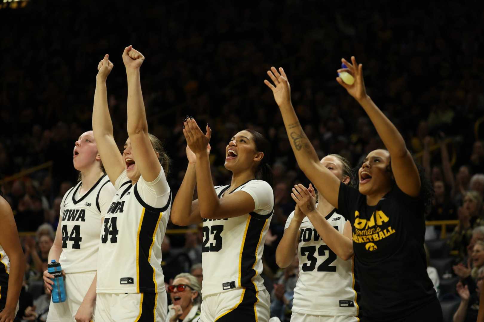 Iowa Hawkeyes Women's Basketball Team Celebrating Win Over Northern Illinois