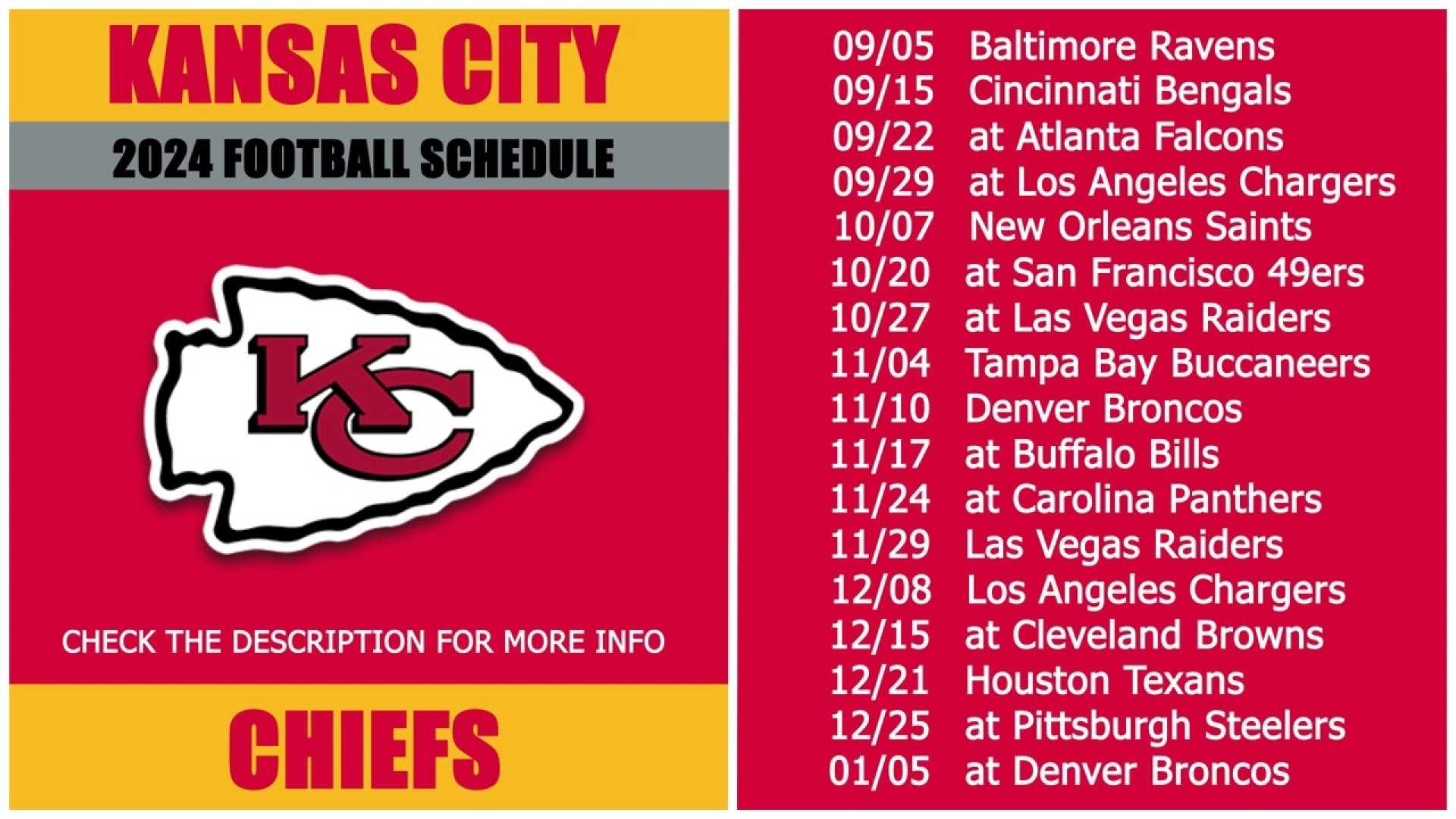 Kansas City Chiefs Schedule 2024