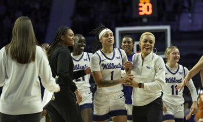 Kansas State Wildcats Women's Basketball Team Celebrating A Win