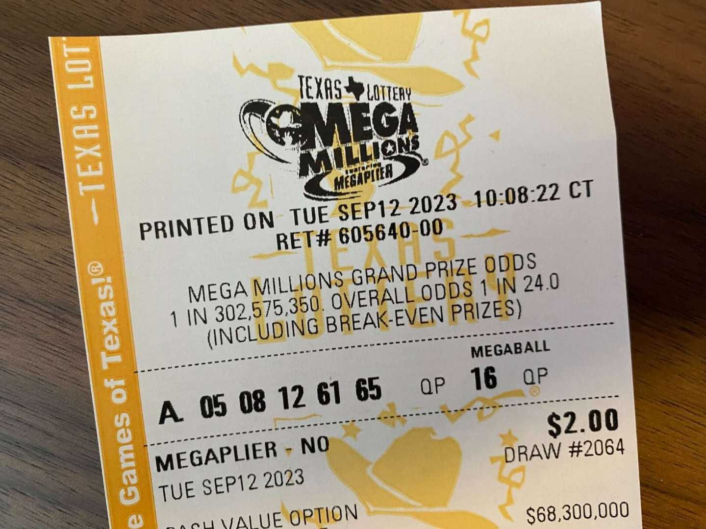 Mega Millions Lottery Ticket Winner North Texas