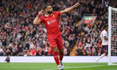 Mohamed Salah Celebrating Goal With Liverpool