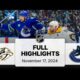 Nashville Predators Vs Vancouver Canucks November 17 2024 Highlights