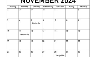 November 2024 Calendar With Holidays And Events