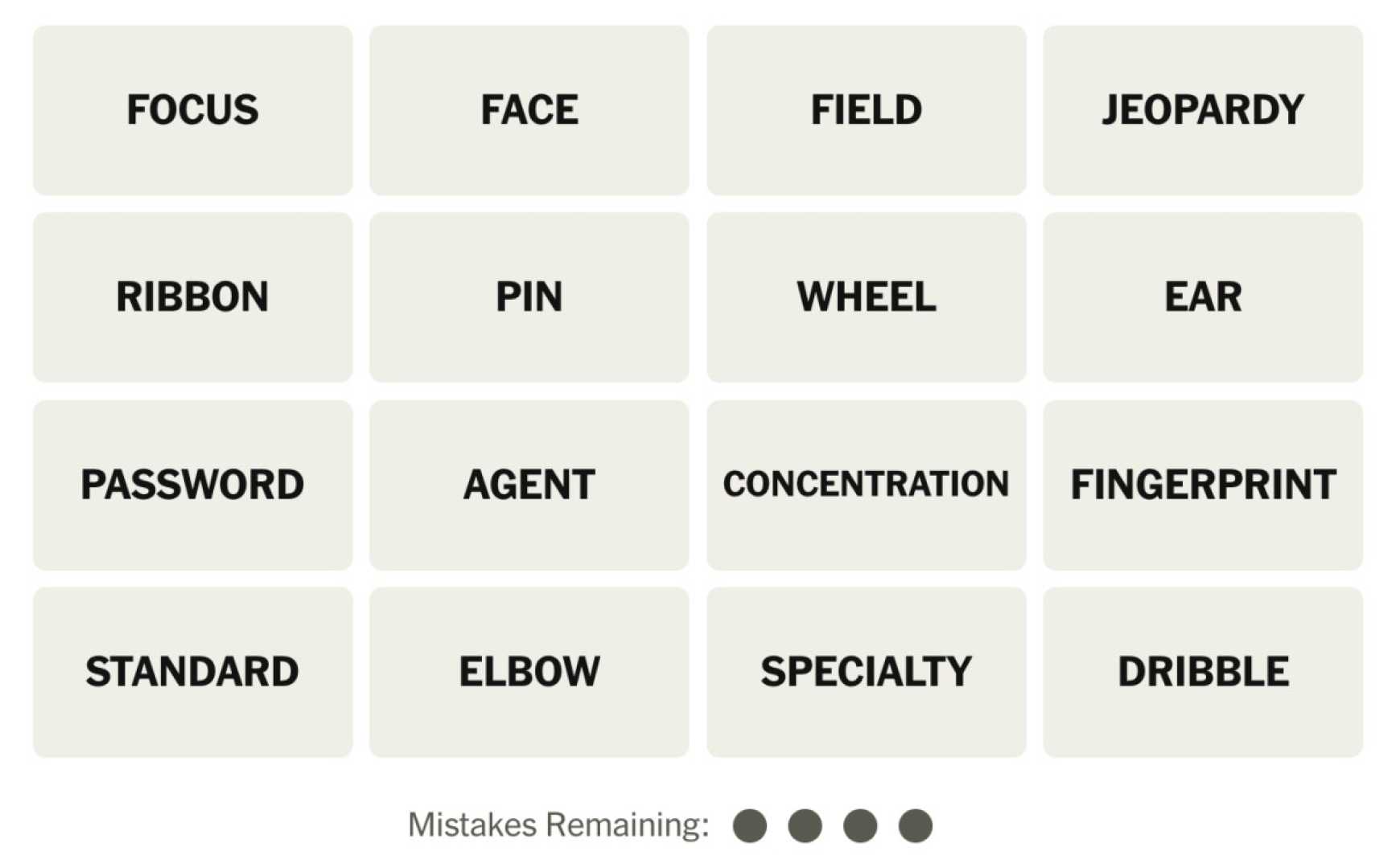 Nyt Connections Puzzle Grid