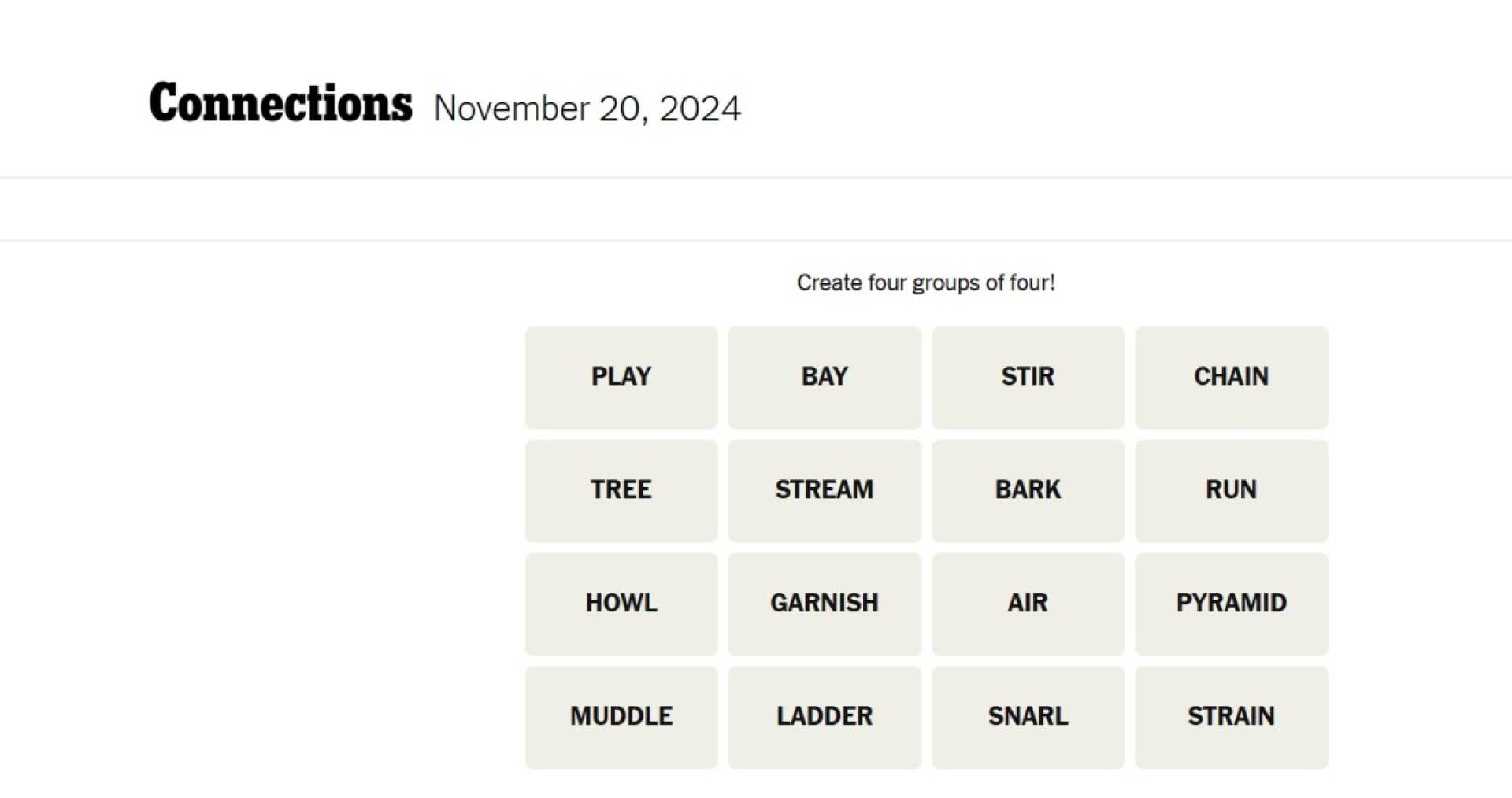 Nyt Connections Puzzle Groups