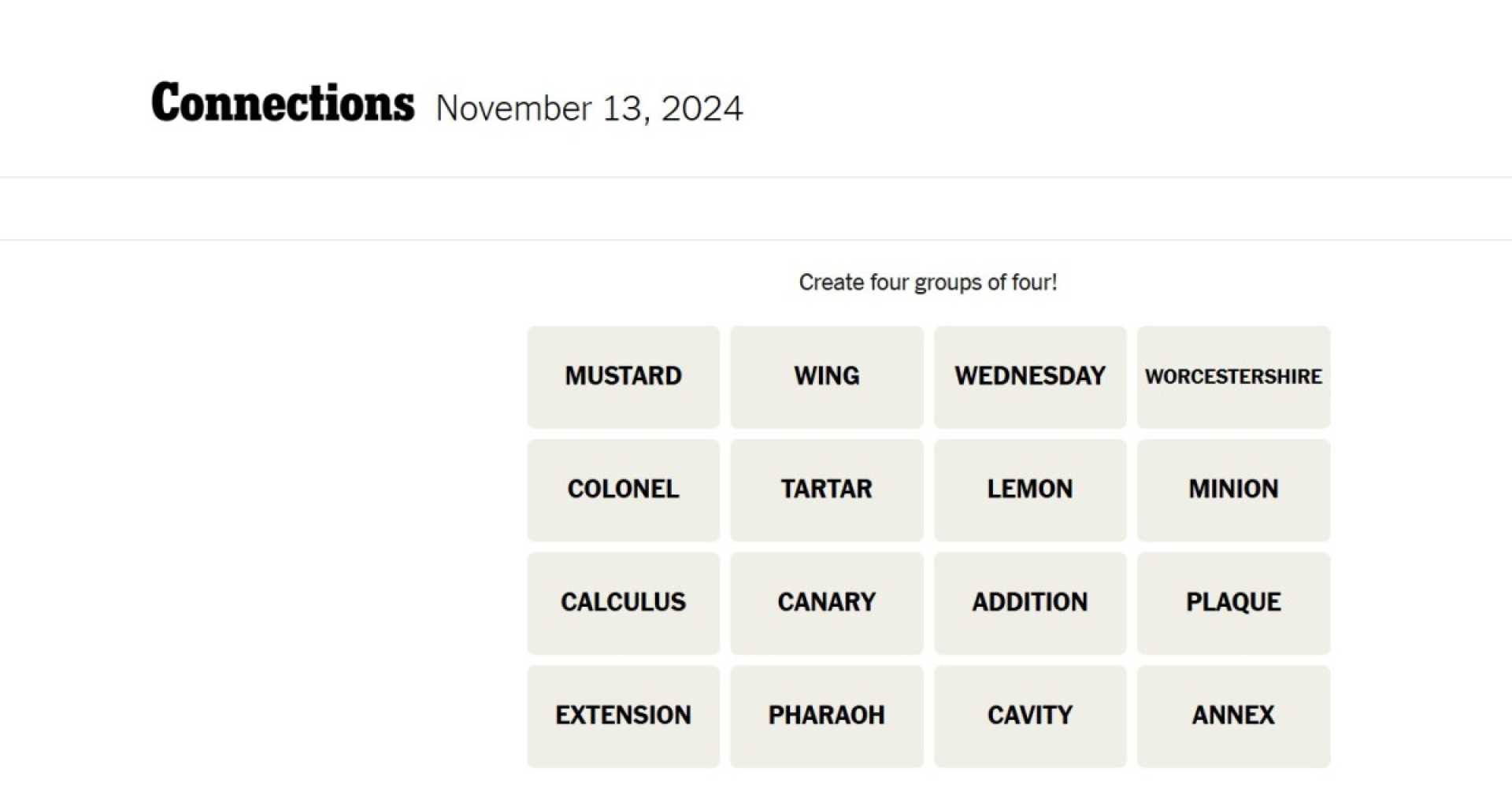 Nyt Connections Puzzle November 13 2024