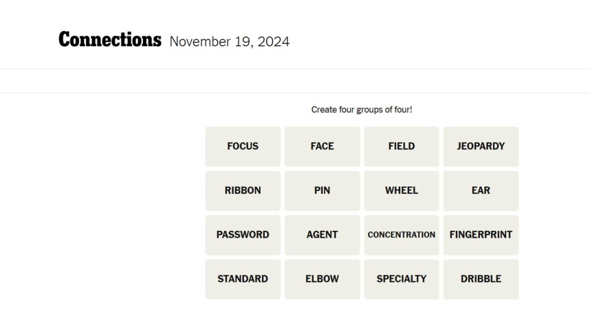 Nyt Connections Puzzle November 19 2024