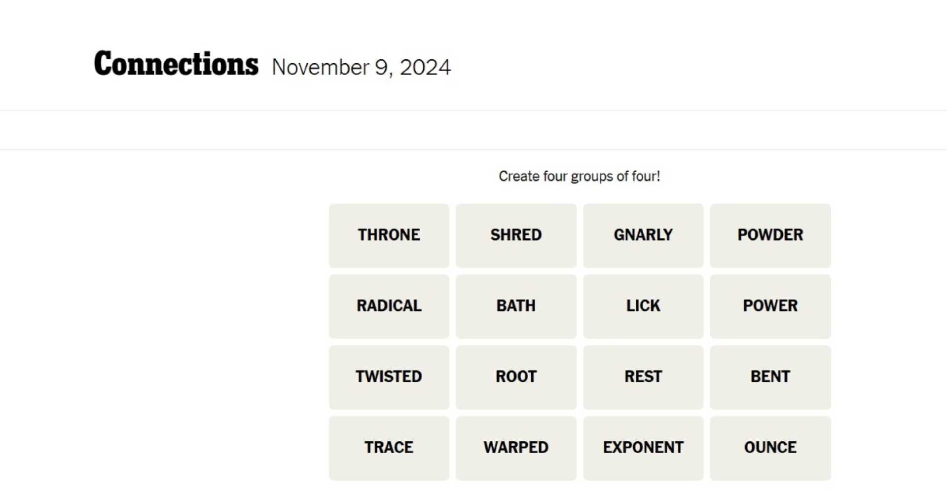 Nyt Connections Puzzle November 9 2024