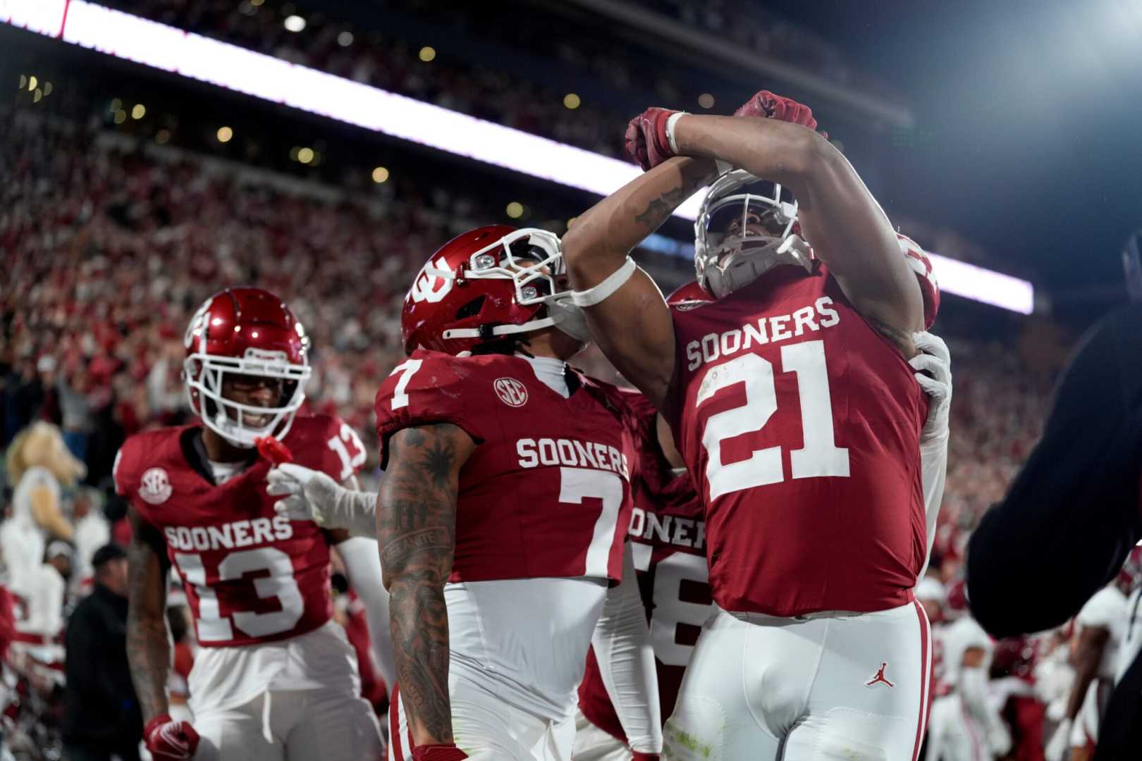 Oklahoma Sooners Football Team Celebrating Win Over Alabama