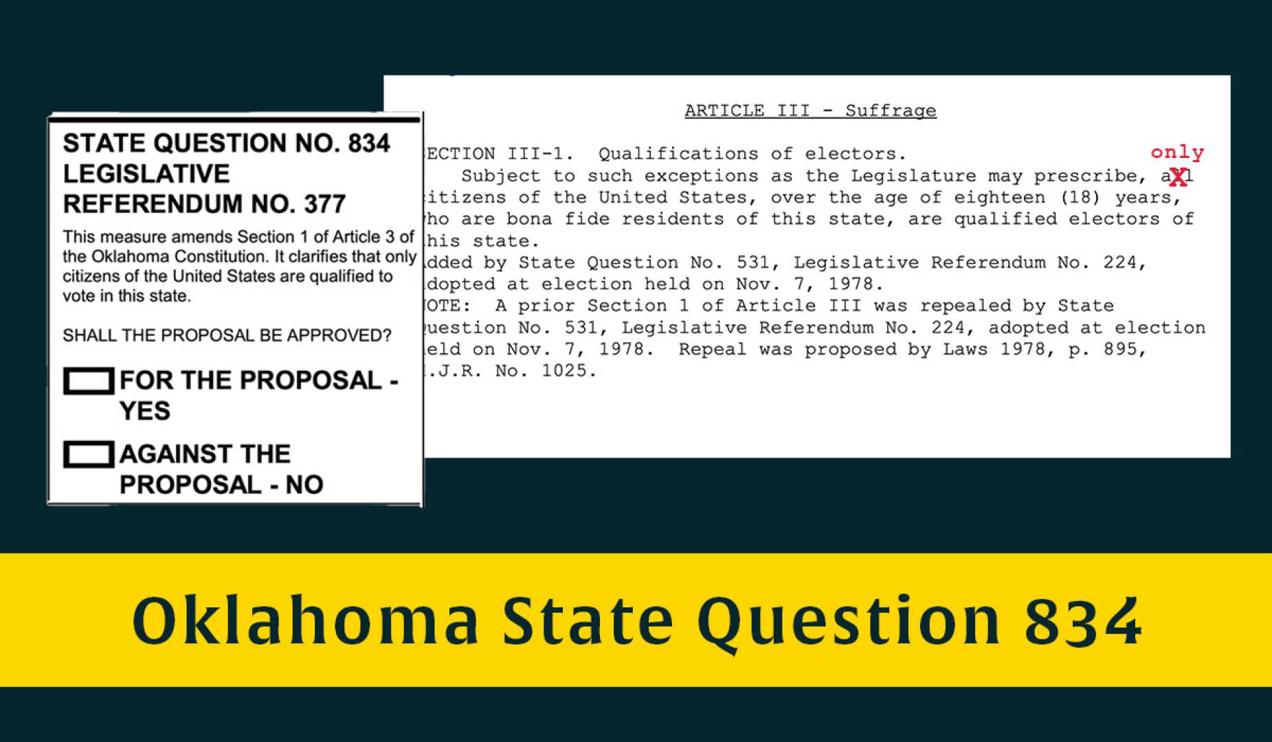 Oklahoma State Questions 833 And 834 Ballot