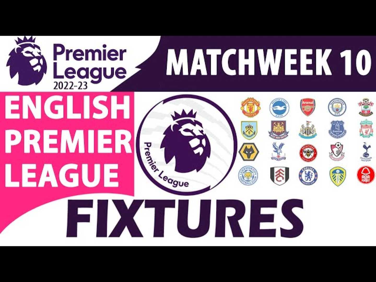 Premier League Week 10 Fixtures