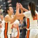 Princeton Women's Basketball Team Celebrating Win Over Seton Hall