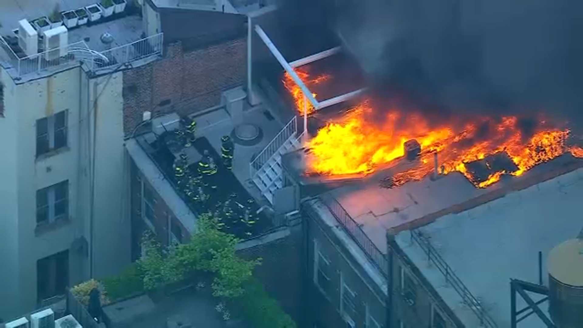 Soho Building Fire Manhattan Roof Flames