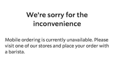 Starbucks App Down Error Message