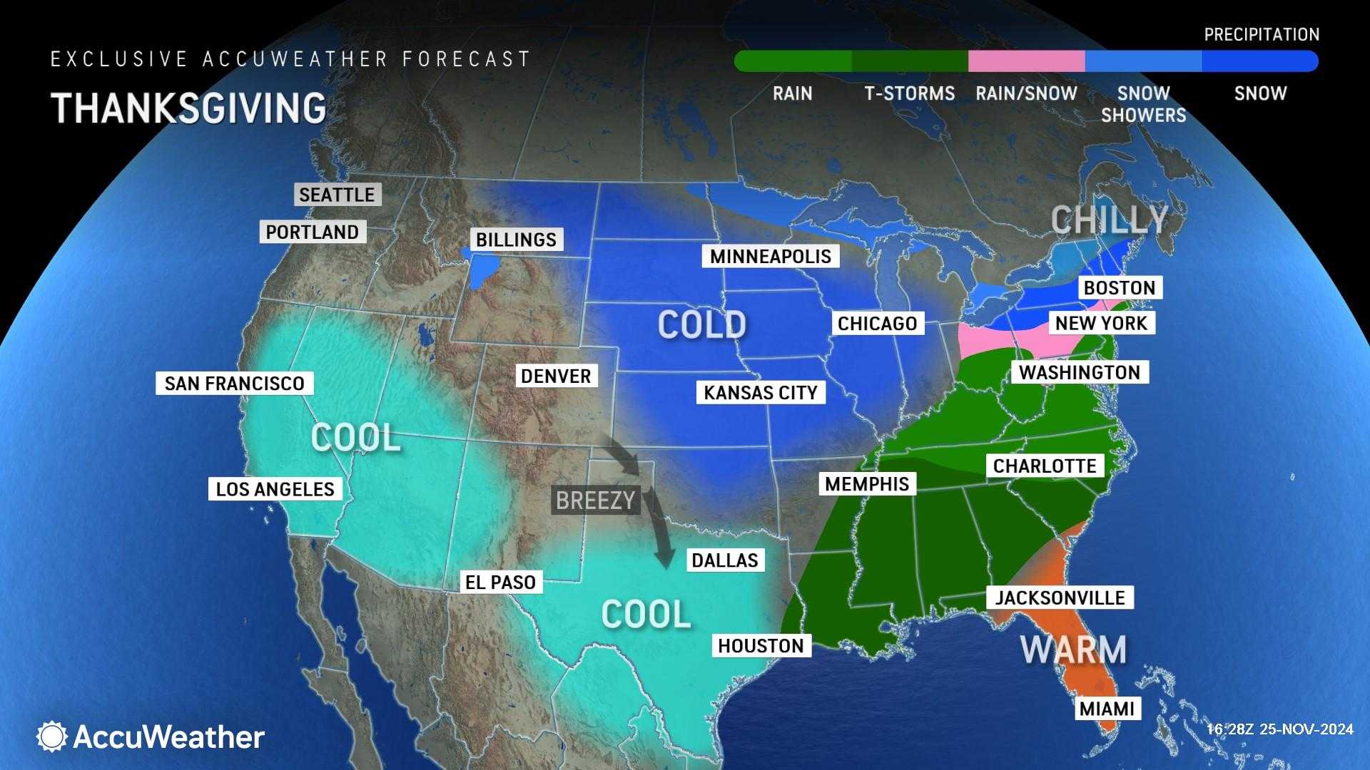 Thanksgiving Weather Forecast Snow Rain Travel Disruptions