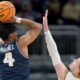 Utah State Men's Basketball Team Celebrating Win Over St. Bonaventure