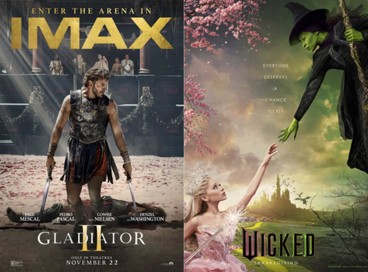 Wicked And Gladiator Ii Movie Posters