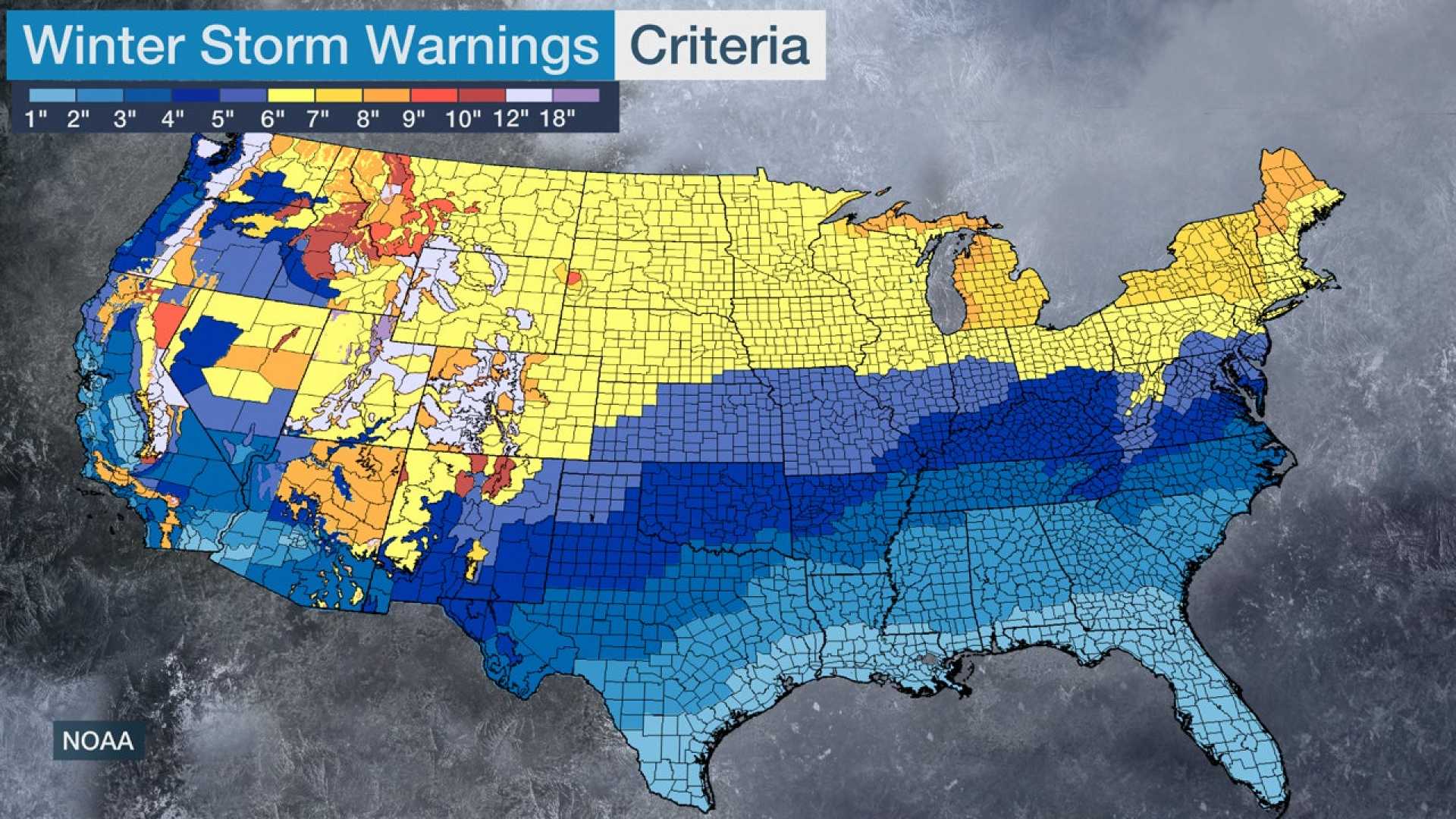 Winter Storm Warning Map Usa