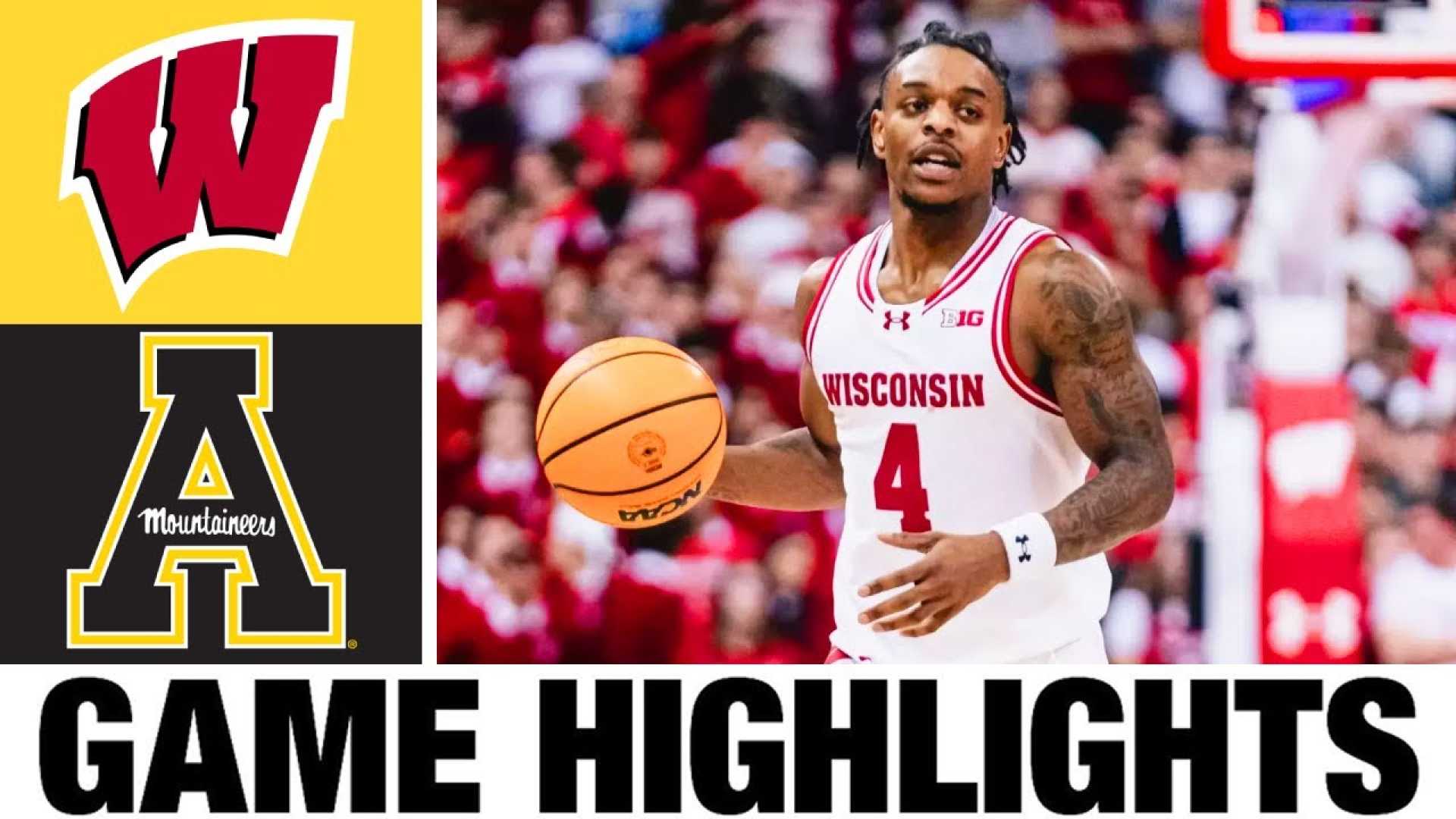 Wisconsin Badgers Basketball Appalachian State Game Highlights