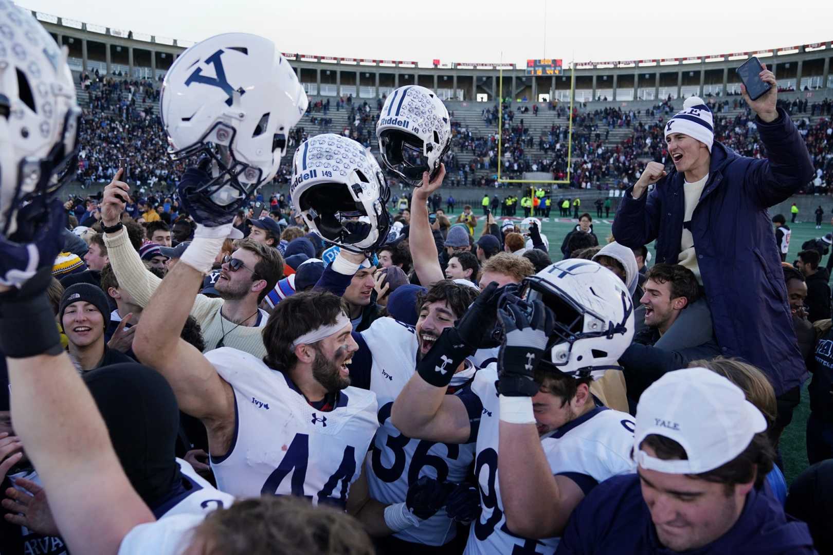 Yale Football Team Celebrating Win