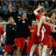 Davidson Wildcats Men's Basketball Team Celebrating A Win