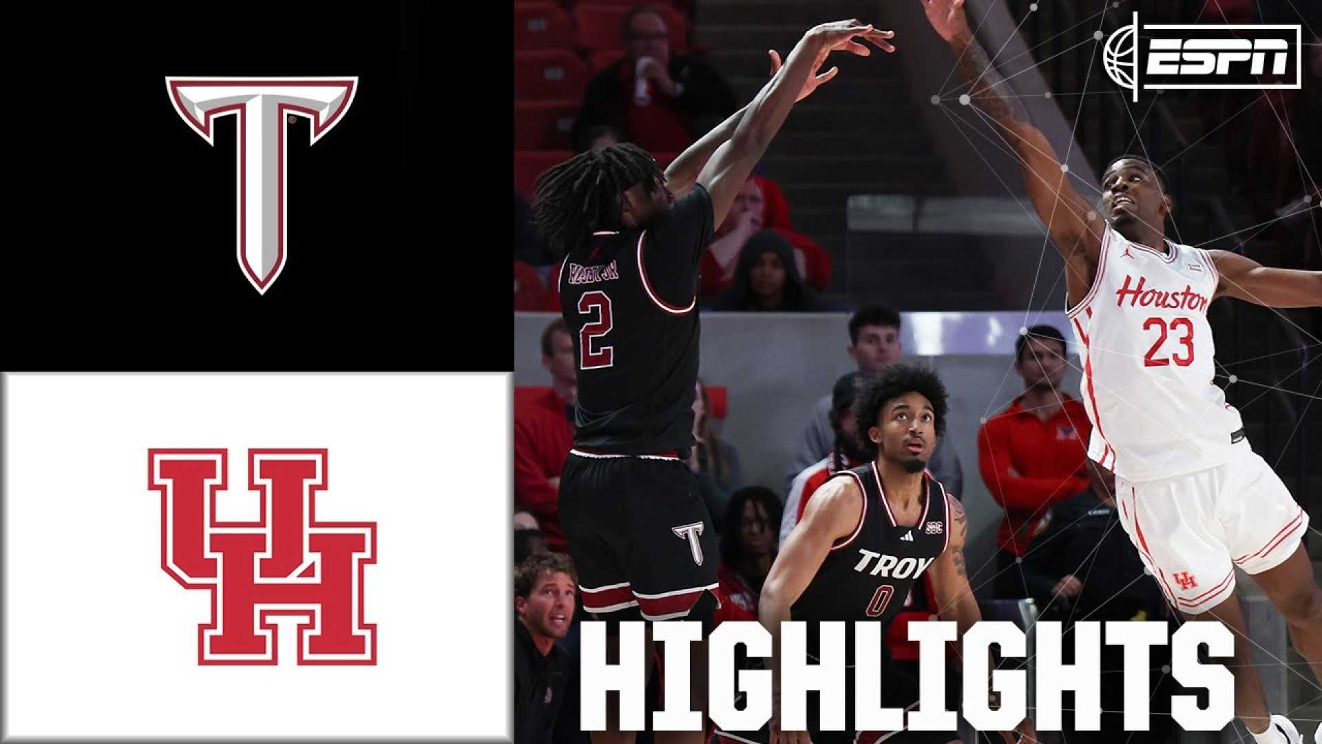 Houston Cougars Vs Troy Trojans Basketball Game Highlights