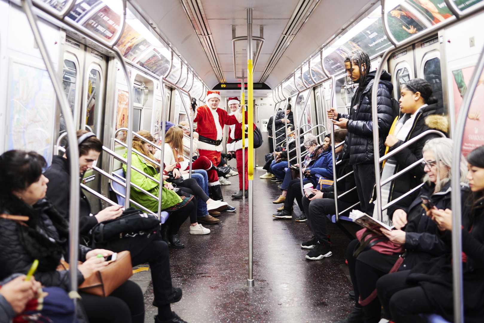 Lirr Trains And Stations During Santacon