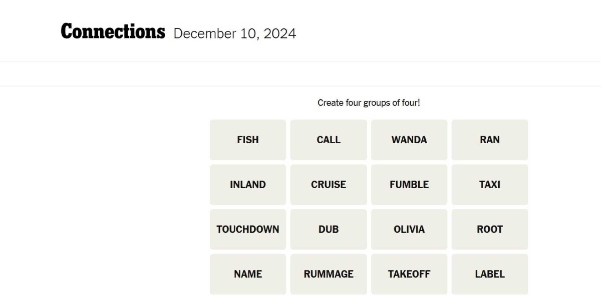 Nyt Connections Puzzle December 10 2024