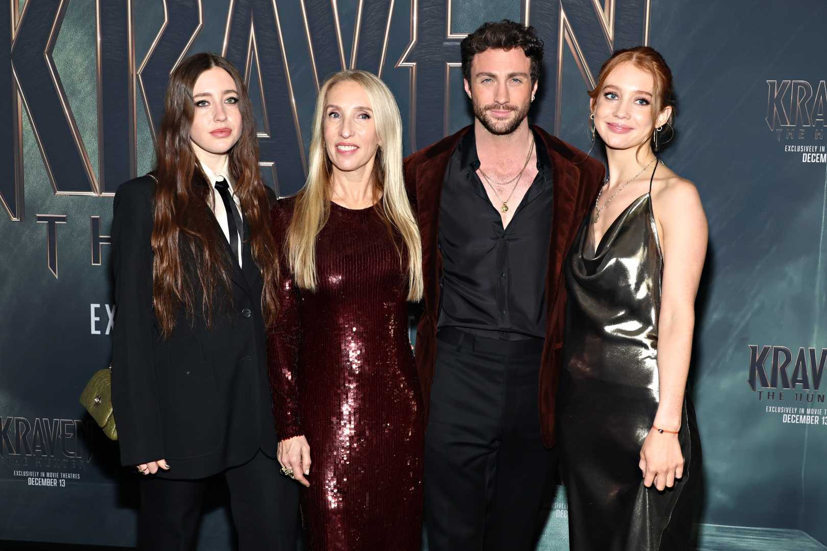 Sam Taylor Johnson And Aaron Taylor Johnson With Daughters At Kraven The Hunter Premiere